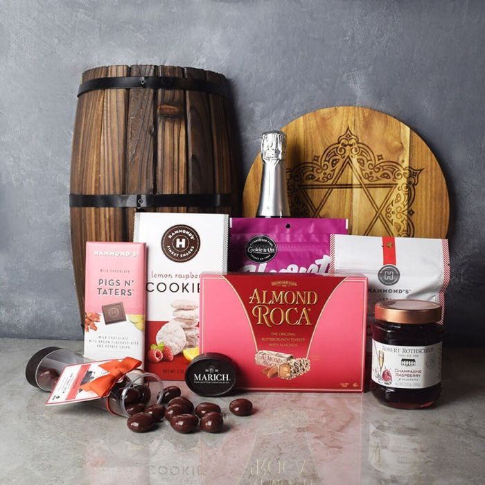 Prestigious Rosh Hashanah Chocolate Gift Set from Vermont Baskets - Champagne Gift Basket - Vermont Delivery