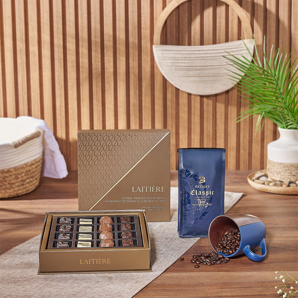 Exquisite Coffee and Chocolate Gift Basket – how the gift is presented