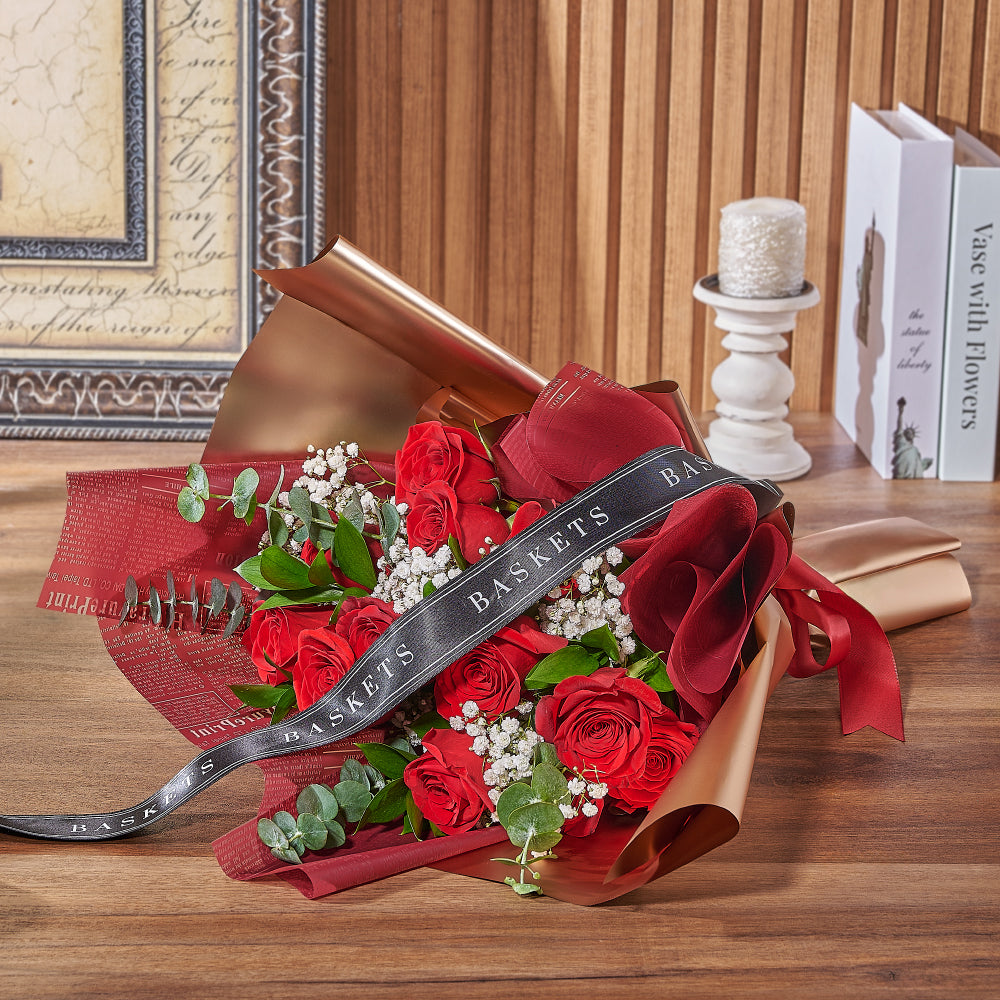 Rosedale Red Rose Bouquet from Vermont Baskets - Flower Gift Basket - Vermont Delivery