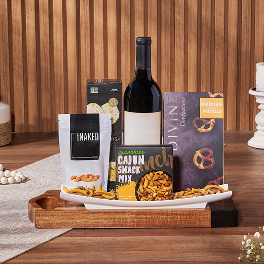 Salty Snack & Wine Gift Set, wine gift, wine, snack gift, snack, nuts gift, nuts, Vermont Delivery