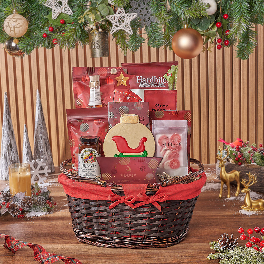 Whiskey with Gourmet Holiday Snacks – how the gift is presented