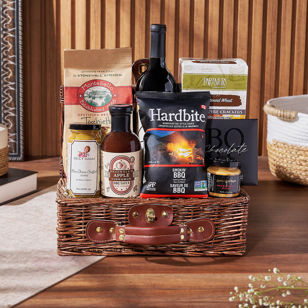 Classic Wine Basket with Montebello Pasta – how the gift is presented