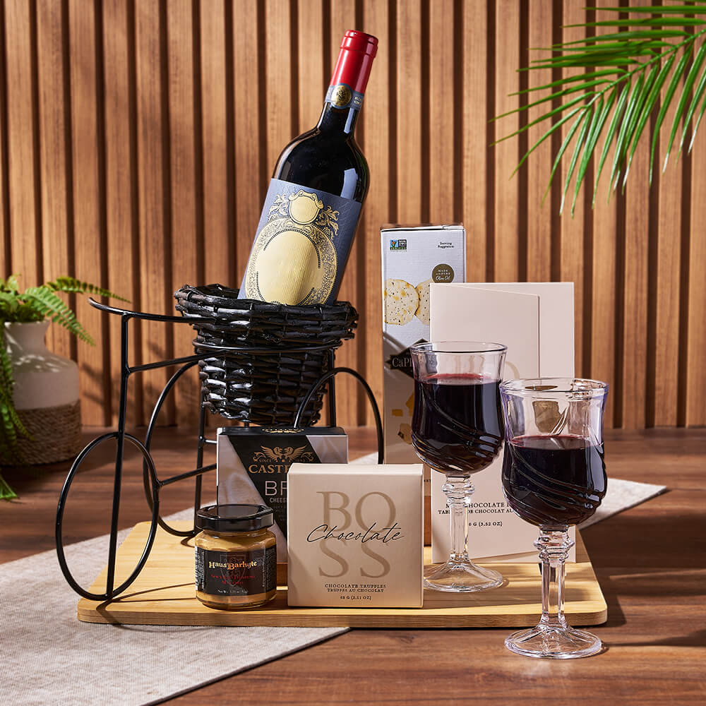 Sensational Wine & Treats for Two Gift, wine gift, wine, cheese gift, cheese, chocolate gift, chocolate, Vermont Delivery