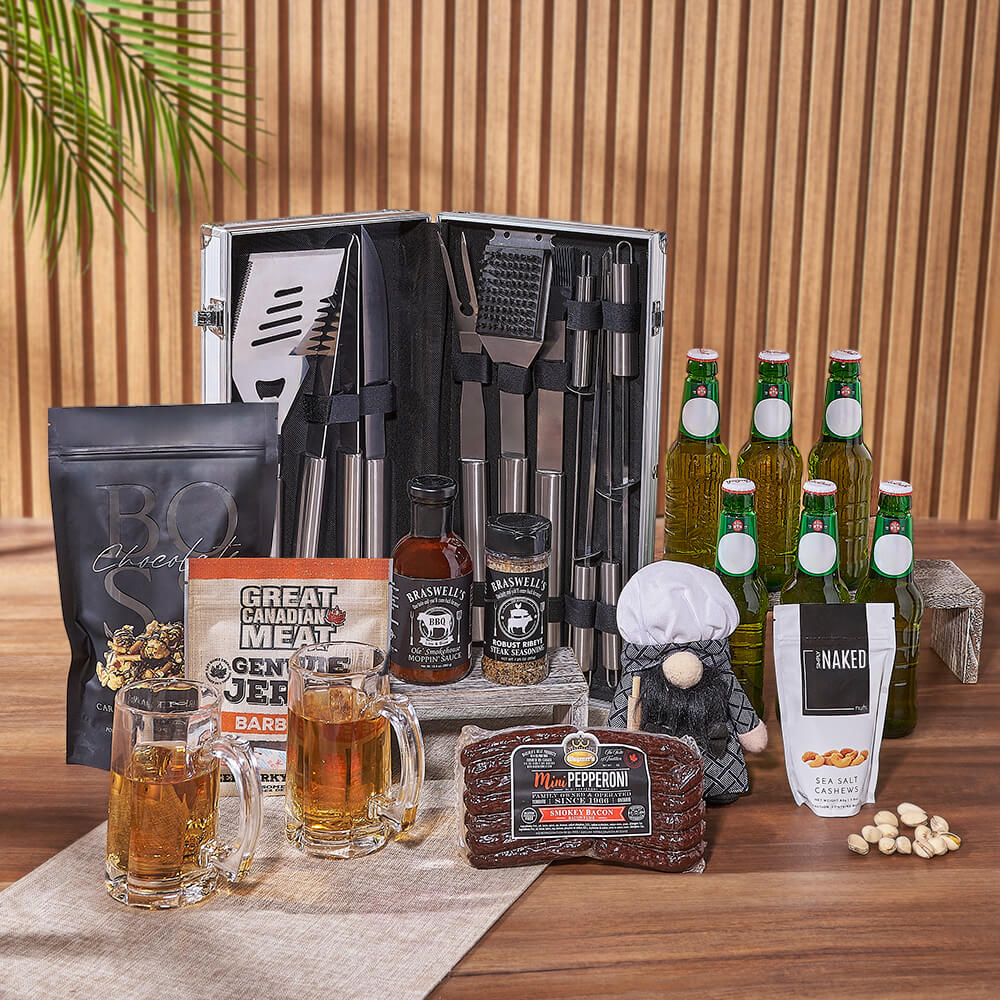 Smokin’ BBQ Grill Gift Set with Beer, grill gift, grill, beer gift, beer, bbq gift, bbq, Vermont delivery