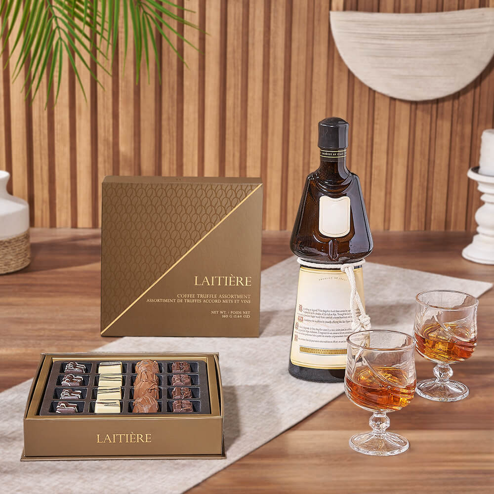 Spirits & Truffle Gift Set, liquor gift, liquor, chocolate gift, chocolate, Vermont Delivery