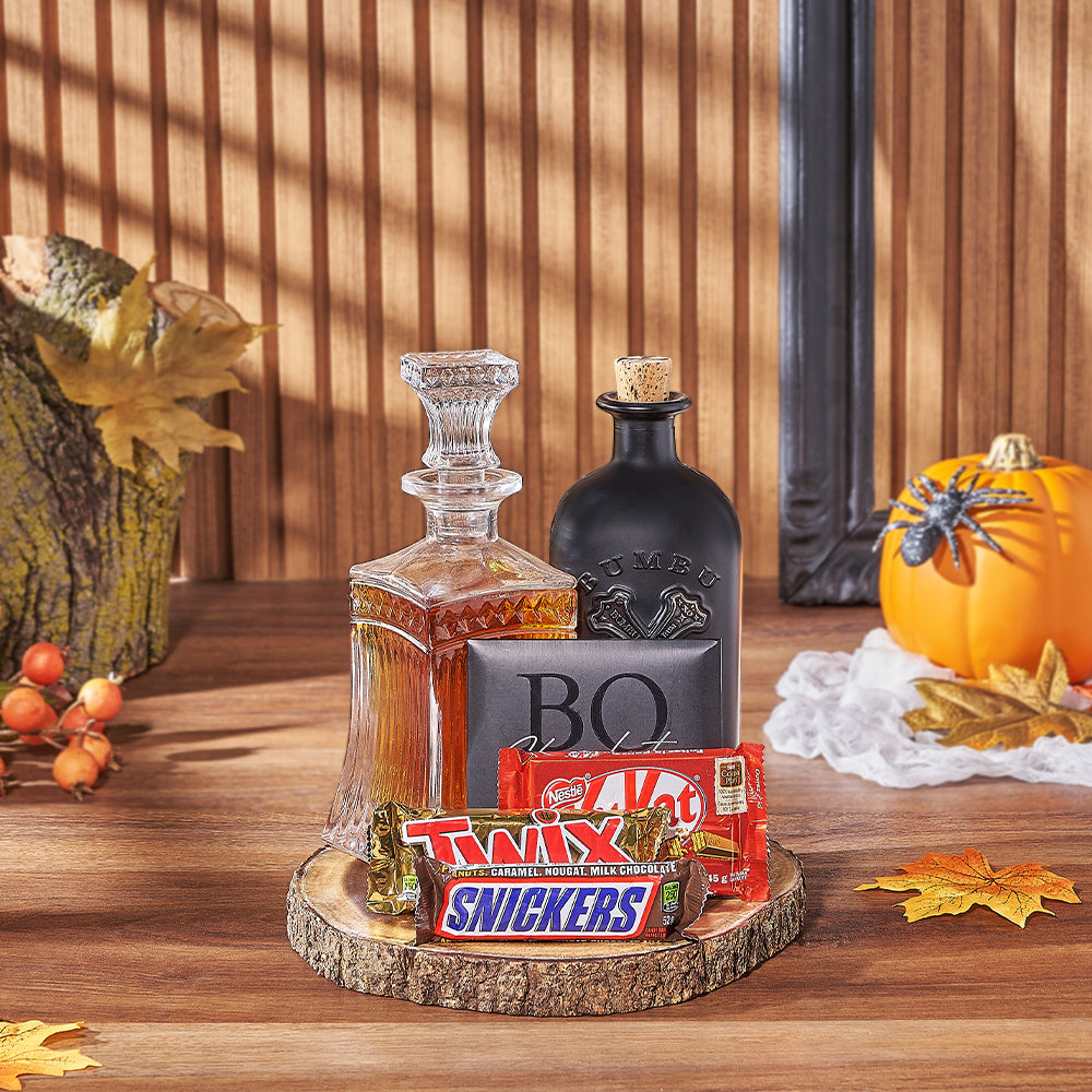 Spirits of Halloween Decanter Gift from Vermont Baskets - Liquor Gift Set - Vermont Delivery