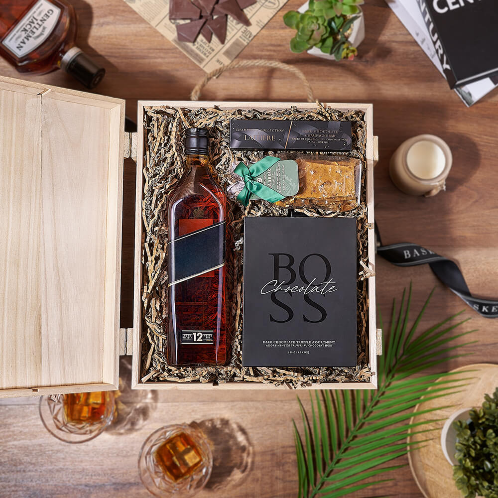 Whiskey Chocolate and Brittle Gift Box – how the gift is presented