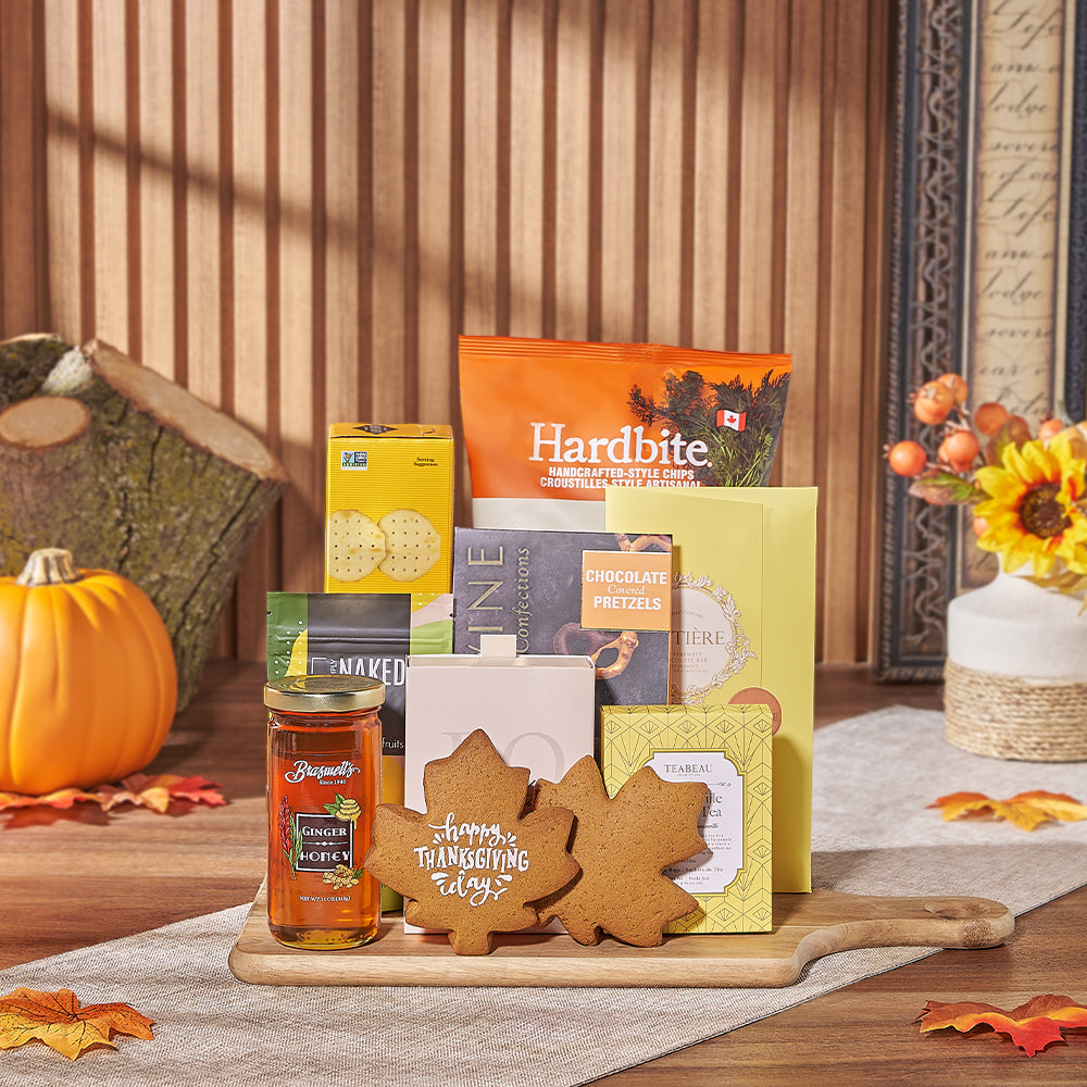 Thanksgiving Chocolate and Tea Basket, Vermont – how the gift is presented