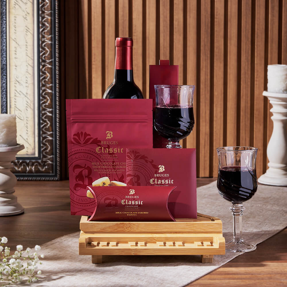 Wine Gift Set with Chocolate Board – how the gift is presented