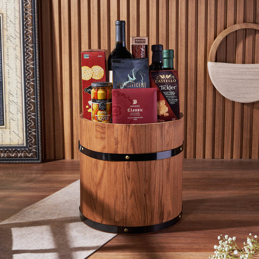 Ultimate Wine & Cheese Barrel, wine gift, wine, cheese gift, cheese, charcuterie gift, charcuterie, Vermont Delivery