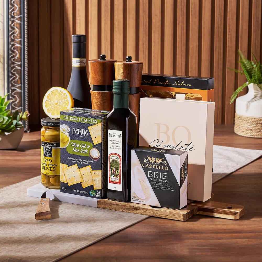 Wine Gift Basket with Truffles, Vermont – how the gift is presented