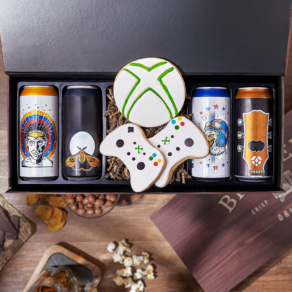 Video Game & Craft Beer Box, beer gift, beer, gaming gift, gaming, cookie gift, cookie, Vermont Delivery