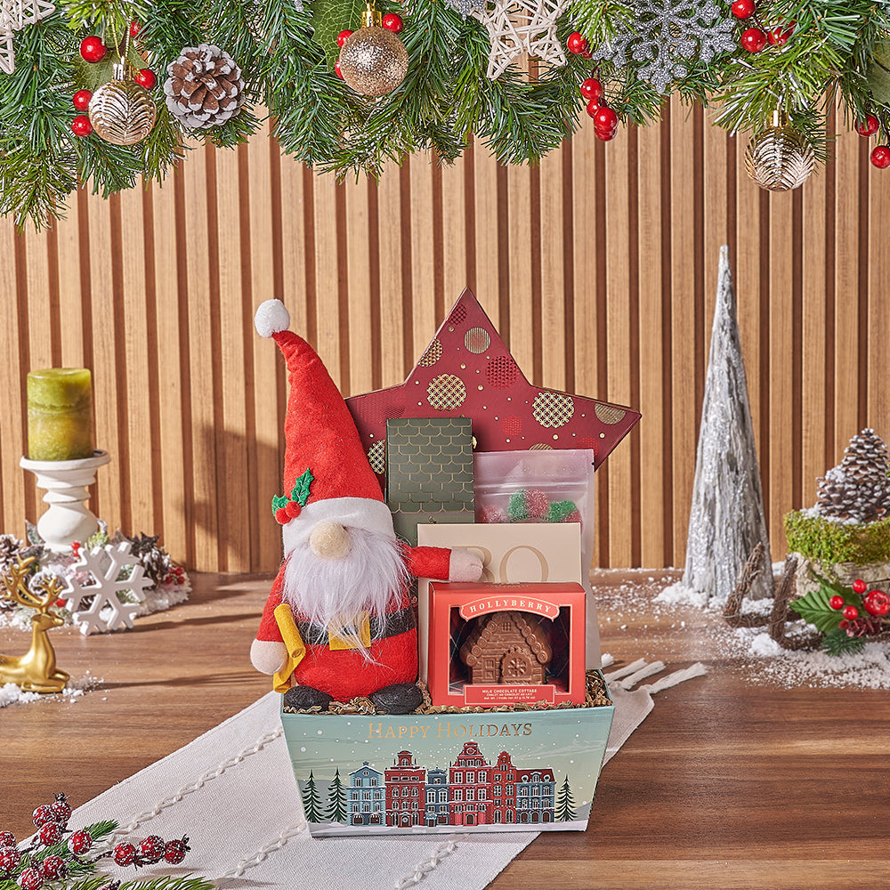 Christmas Holiday Gourmet Treats Gift Basket – how the gift is presented