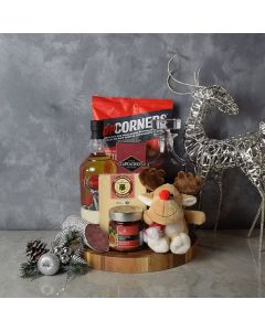 Rudolph’s Snacks & Liquor Decanter Gift Basket