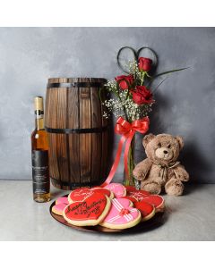 Swansea Valentine’s Day Basket, wine gift baskets, floral gift baskets, Valentine's Day gifts, gift baskets, romance
