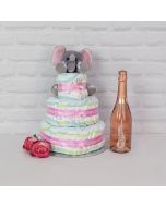 Diaper Cake with Champagne Basket